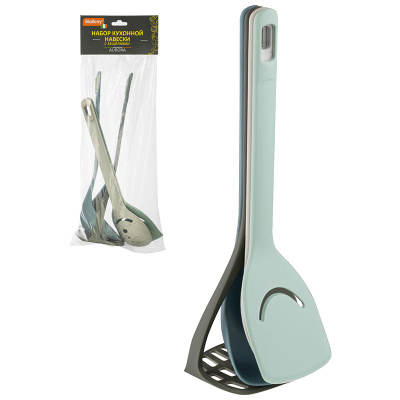 Набор кухонной навески,Aurora,  4пр с защелками:половник/картофелемялка/ложка/лопатка(нейлон)(1/24)