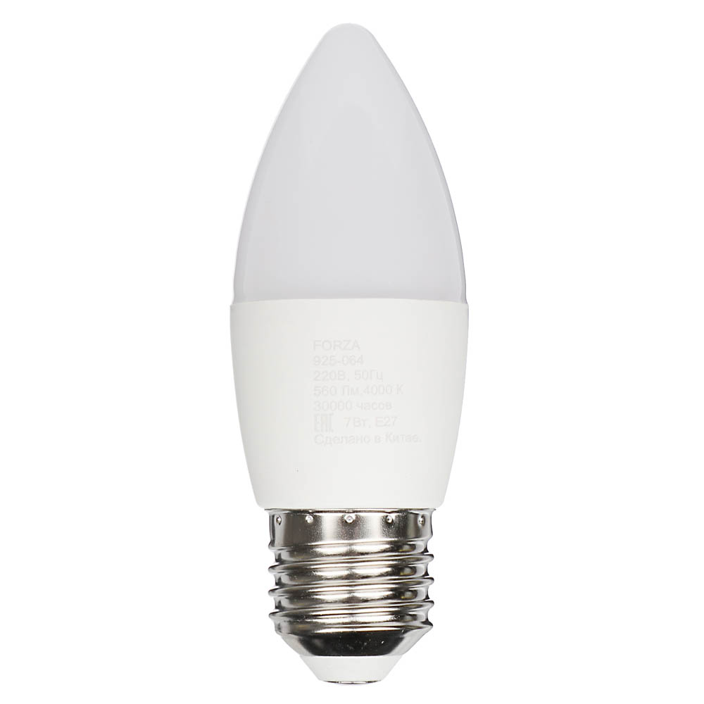 Лампа светодиодная свеча С37 7W, E27, 560lm 4000К (10/100)
