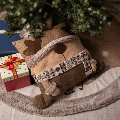 Подушка декоративная под ель 35*35*11 см., "Новогодний котик", текстиль (1/8)