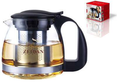 Чайник 0,7л корпус из термостойкого стекла, съем. фильтр нжс, пласт/кр, п/у (1/24)