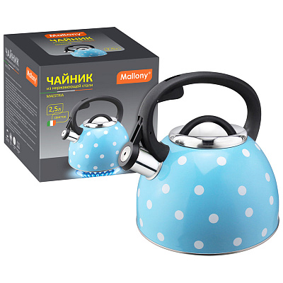 Чайник 2,5л Maestria голубой в белый горошек (нжс) (1/12)