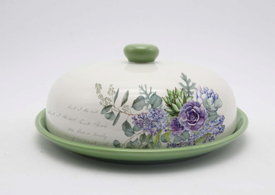 Блюдо для блинов "Букет сирени" с/кр  п/у круг.ф.(доломит) (1/12)