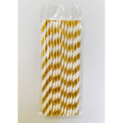 Трубочка д/коктейля "Праздник" 19,5 см d-6 мм (набор 25 шт), золото (1/1)