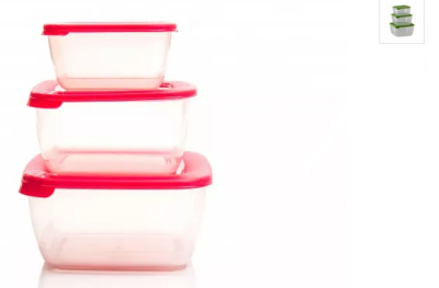 Набор контейнеров для СВЧ 3шт "Лайт" квадр. (0,46; 0,95; 1,5л) пластик(32)