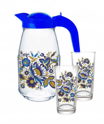 Набор для воды 3пр."Милори" (кувшин 1,5л+2 стакана 0,25л)(стекло) (1/4)