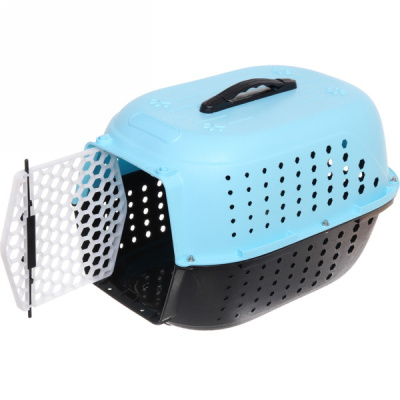 Переноска д/животных "ЛЮБИМЫЙ БРО", ромбики, цвет голубой, 48*32*30см/до 10кг (Лейбл)(1/12)