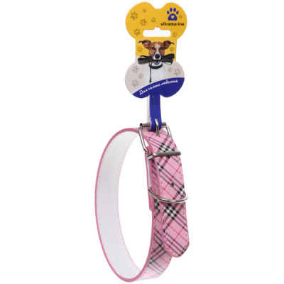 Ошейник д/собак "Шотландская клетка" цвет розовый Ultramarine(1/10)