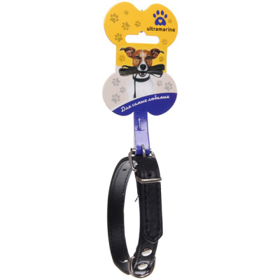 Ошейник д/собак из искусственной кожи "БРО на Стиле", цвет черный, 1,5*37см (бирка) (1/20)