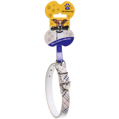 Ошейник д/собак "Шотландская клетка" цвет бежевый 1,5*37см Ultramarine (1/20)