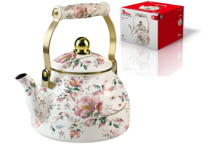 Чайник 2,6л,эмаль.сталь,комбин.ручка под золото, п/у (1/12)