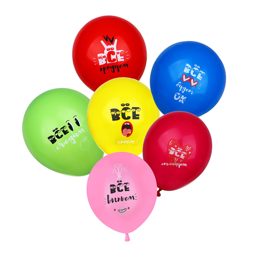 Набор воздушных шаров с принтом, серия приколы, 6 штук ВСЁГАЗИН (12/480)