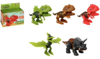 Дино-конструктор с отверткой, ABS, 11пр.,10х8,5х4см(1/240)