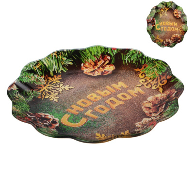 Блюдо круглое, 20см, стекло Шишки (1/6/36)