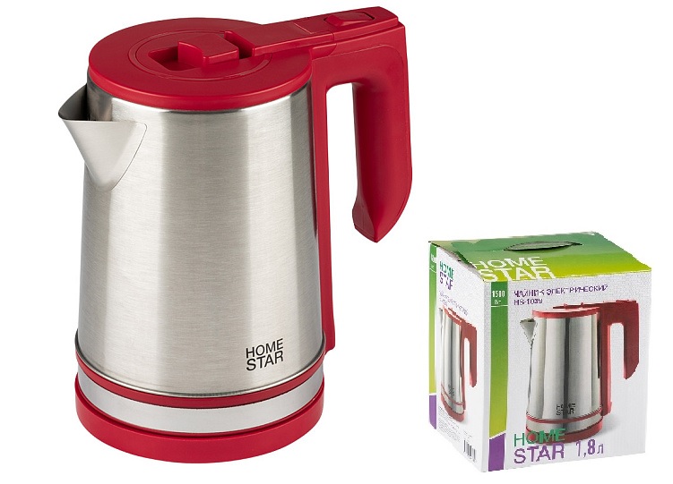 Чайник Homestar (1,8 л) стальной, вишнёвый (1/12)
