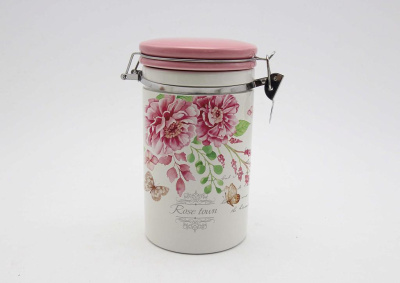 "Дикая роза" Банка д/сып прод 1000мл с клипсой п/у керам.(1/18)