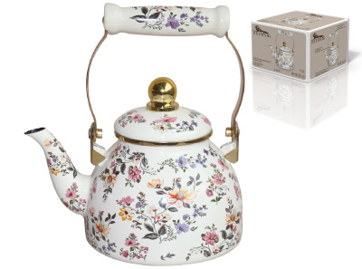 Чайник 1,3л, съё.фильтр из нжс,эмал.сталь,комб.ручка "под золото",внутр.эмал.покр.наруж. (1/12)