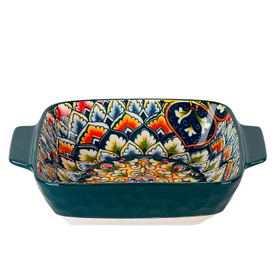 "Arabesque" Блюдо для запекания (зеленый)15,5*20*5см v=600мл. (фарф) (min6) (транспортная уп.)(6/24)