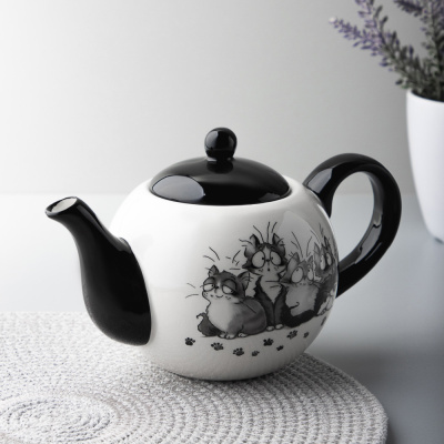 Чайник заварочный, 580мл, 18х11х11см, керамика Озорные коты MILLIMI(1/24)  
