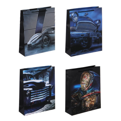 Пакет подарочный бумажный, 26x32x9 см, 128 гр, 4диз (12/12)