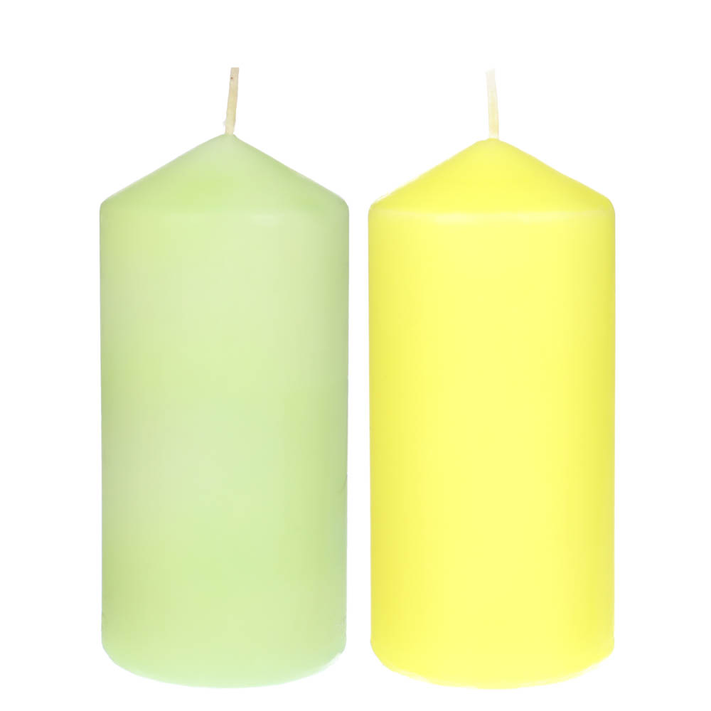 Свеча столбик, цвет лимонный, 2 отттенка (5/13), 6,8x15 см Нежность LADECOR (1/6)
