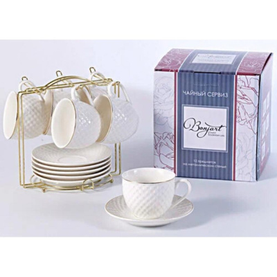 Набор чайный 12пр на металл.стенд 230 мл.(фарф.) (1/8)    