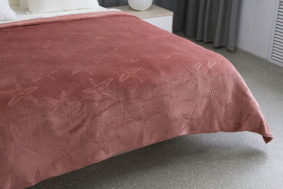 Плед микрофибра-фланель 200х180 "Veroni" 100% п/э жаккард Коралловый (1/5)