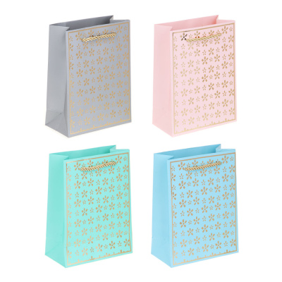 Пакет подарочный, 12x16x6 см, высококач. бумага, с фольг.слоем, 4цв, узоры LADECOR (12/12)