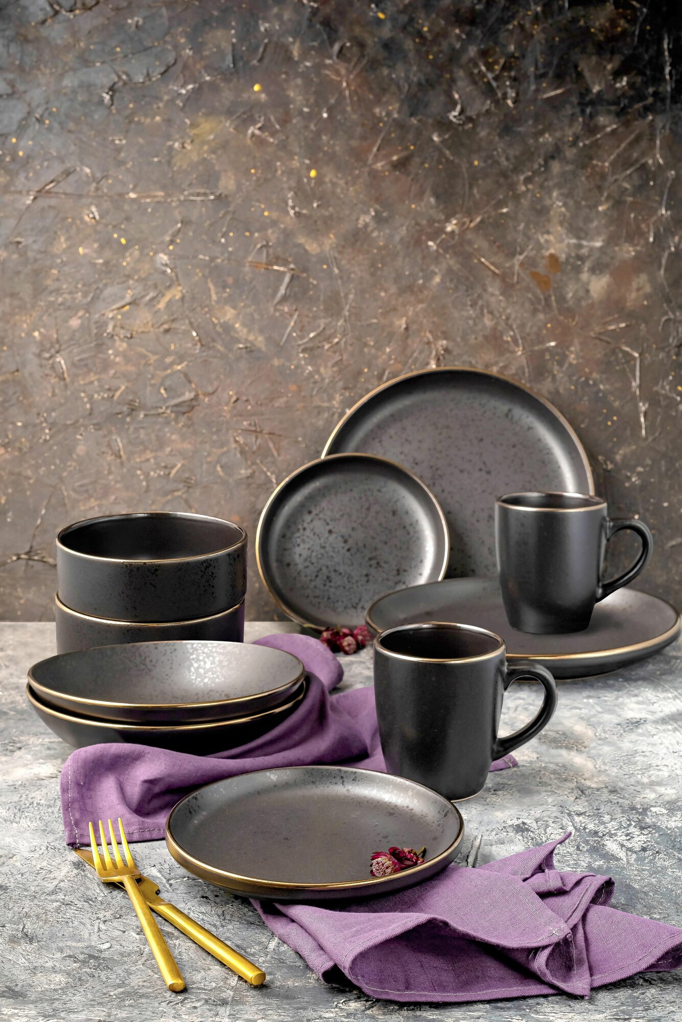 "Elite black" Набор столовый 10пр (керамика)  (1)