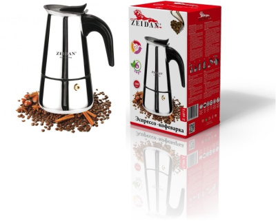 Эспрессо-кофеварка 300мл (6 чашек), нжс,зерк.полировка,силик.кольцо, п/у (1/24)