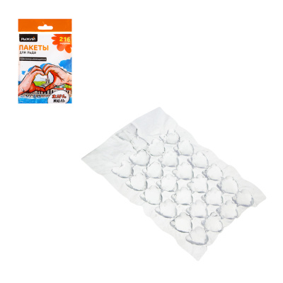 Пакеты д/льда самозакрыв., полиэтилен, 216 сердечка, 25мкм РЫЖИЙ (10/200)