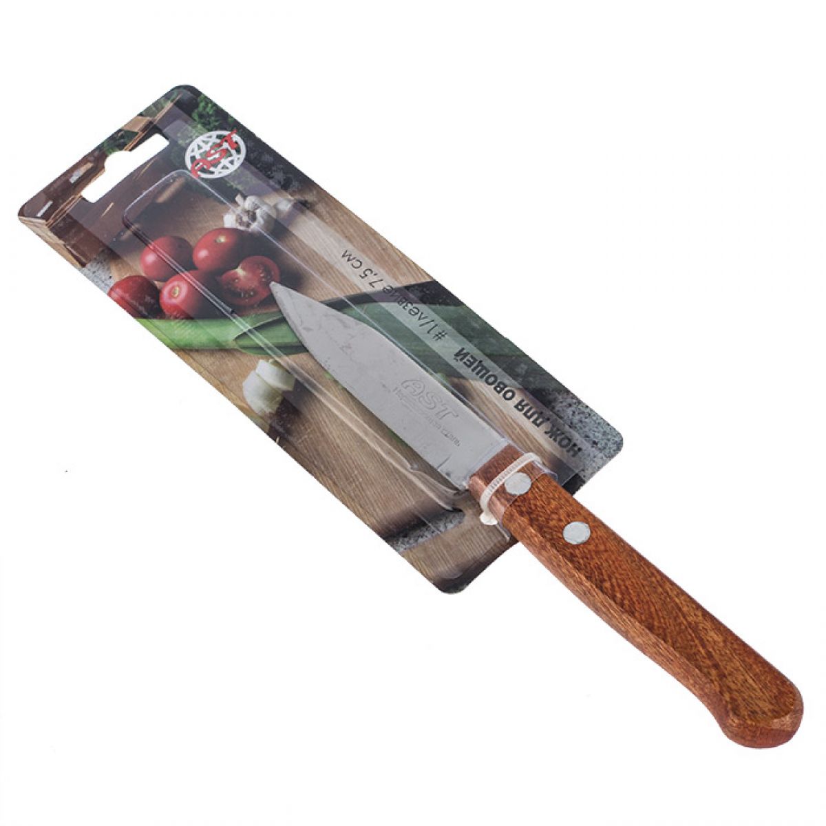 Нож кухонный №1 для овощей 3" ручка дерево на блистере 06.83(1/100)