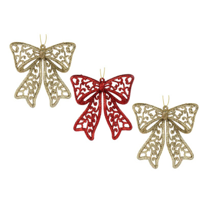 Набор елочных украшений, 3 шт, Бантики, 9 см СНОУ БУМ (1/6)