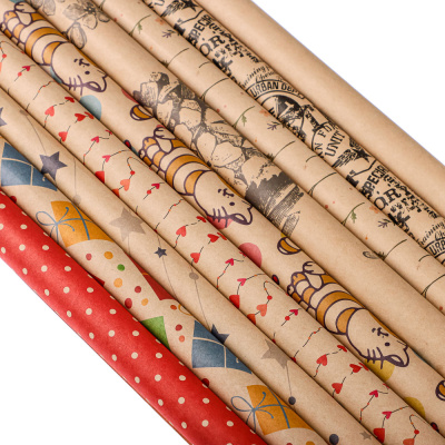 Бумага упаковочная 70*100см,крафт (10диз) (50/50)