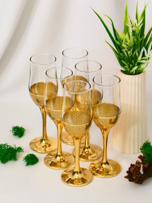 Набор 6 бокалов д/шампанского 200 мл с узором "Колизей" п/у (1/4)