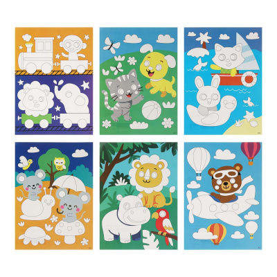 Аппликация самоклеящаяся "Микс", бумага, ЭВА, 21х27см (12диз) ХОББИХИТ (1/16/720)