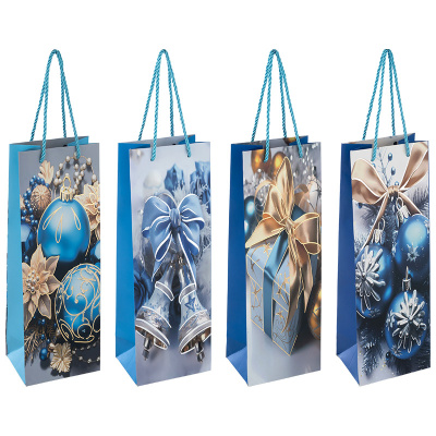 Пакет подарочный "Шары" для бутылки 12*35*9 см (1)