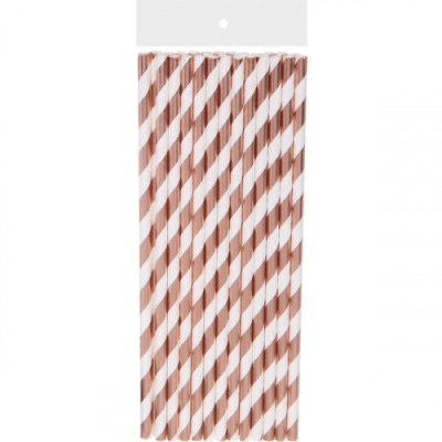 Трубочка д/коктейля "Праздник" 19,5 см d-6 мм (набор 25 шт), розовое золото (1/1)