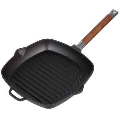 Сковорода-гриль чугунная 240*240 со съемной деревянной ручкой ГАРДАРИКА (1/8)