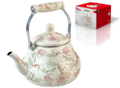 Чайник 2,4л Flowers,эмал.сталь,комбин.ручка, п/у (1/12)