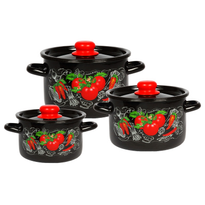 Набор посуды ПОМИДОРКИ (1,5л;2,9л;4,5л) эмаль, цилиндр (1)