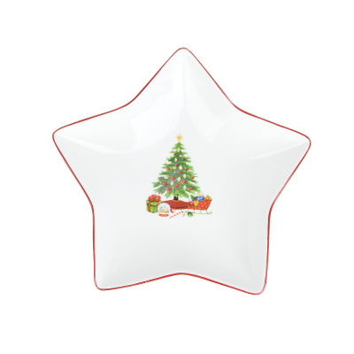 Тарелка фигурная "Magic of christmas" 19,5х19х3.5см (min6) (транспортная упаковка)Фарф.(6/24)