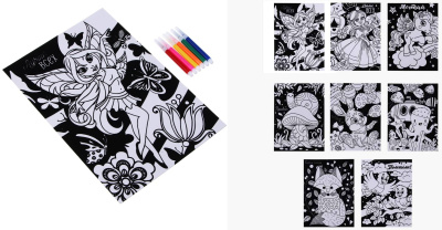 Раскраска бархатн. "Антистресс" 21*28см,6фломаст.,бумага,8диз (1/12/216)