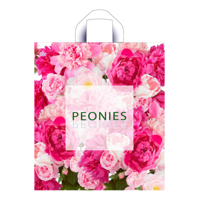 Пакет Изобилие пионов пакет с петлевой ручкой, 42*38 см, 37 мкм ПВД (50/50)