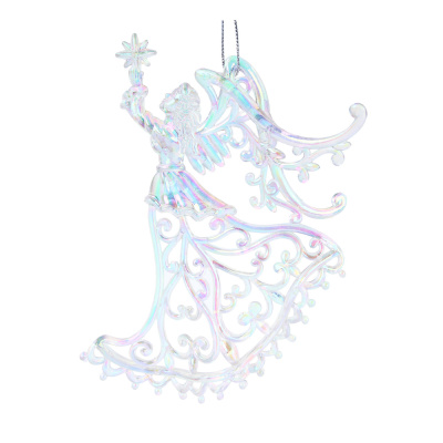 Подвеска декоративная в виде ангела, перелив. перлам.цвет, пластик, 13x9,5см СНОУ БУМ (1/12/84)