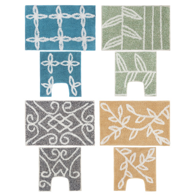 Набор ковриков 2шт для ванной и туалета, хлопок, 60x40см + 40x40см, "Индия", 4 цв VETTA (1/4/24)