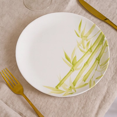 Тарелка 25см обеденная DIWALI HERBELLE GREEN (ударопр.стекло) (6/24)