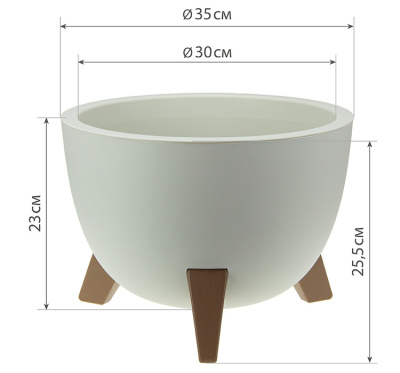 Кашпо "Флориан" d=350мм 12л Белый ротанг, пласт. (1/3)