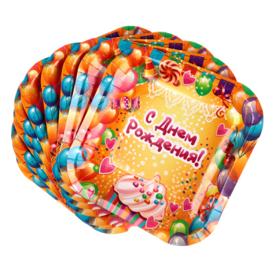 Набор бумажных тарелок 10шт 18*18*1,5см (1/12/240)