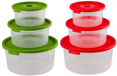 Набор контейнеров для СВЧ 3шт "Смайл" (кругл. с клап.) (0,4; 0,8; 1,6л) пластик(30)