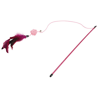Игрушка-дразнилка с перьями 45 см (пластмасса, металл, перо, полиэстер) (1/20)